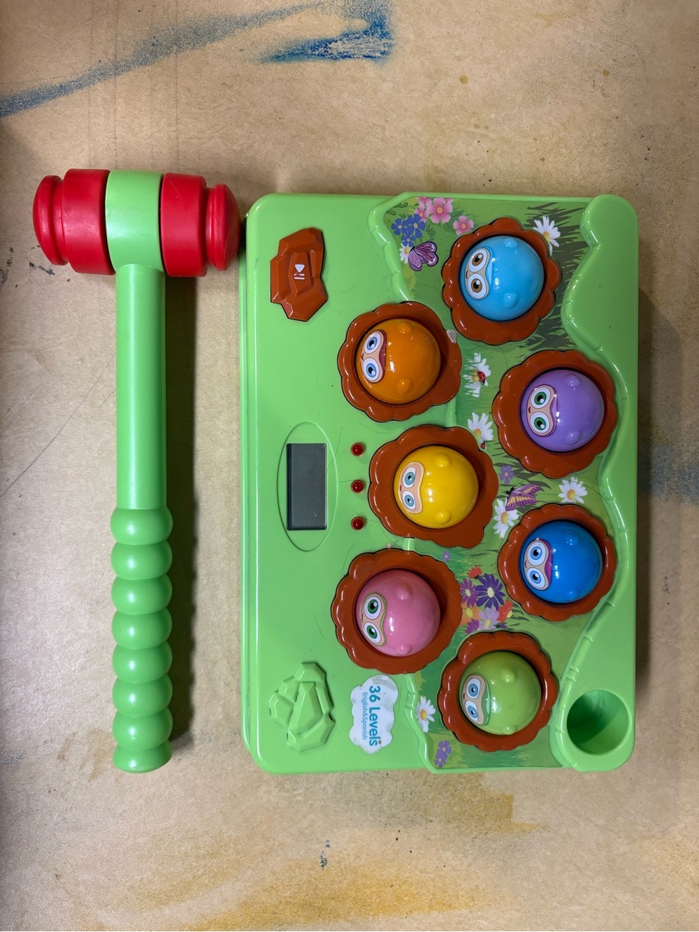Kids Whack-A-Mole Hammer Game Toy - Green with Multicolor Moles